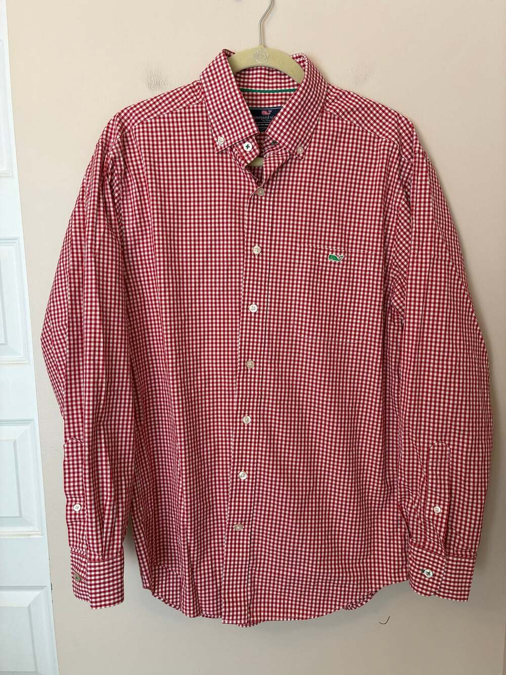 Vineyard Vines Tucker Shirt Button Down Men's Red White Plaid Medium